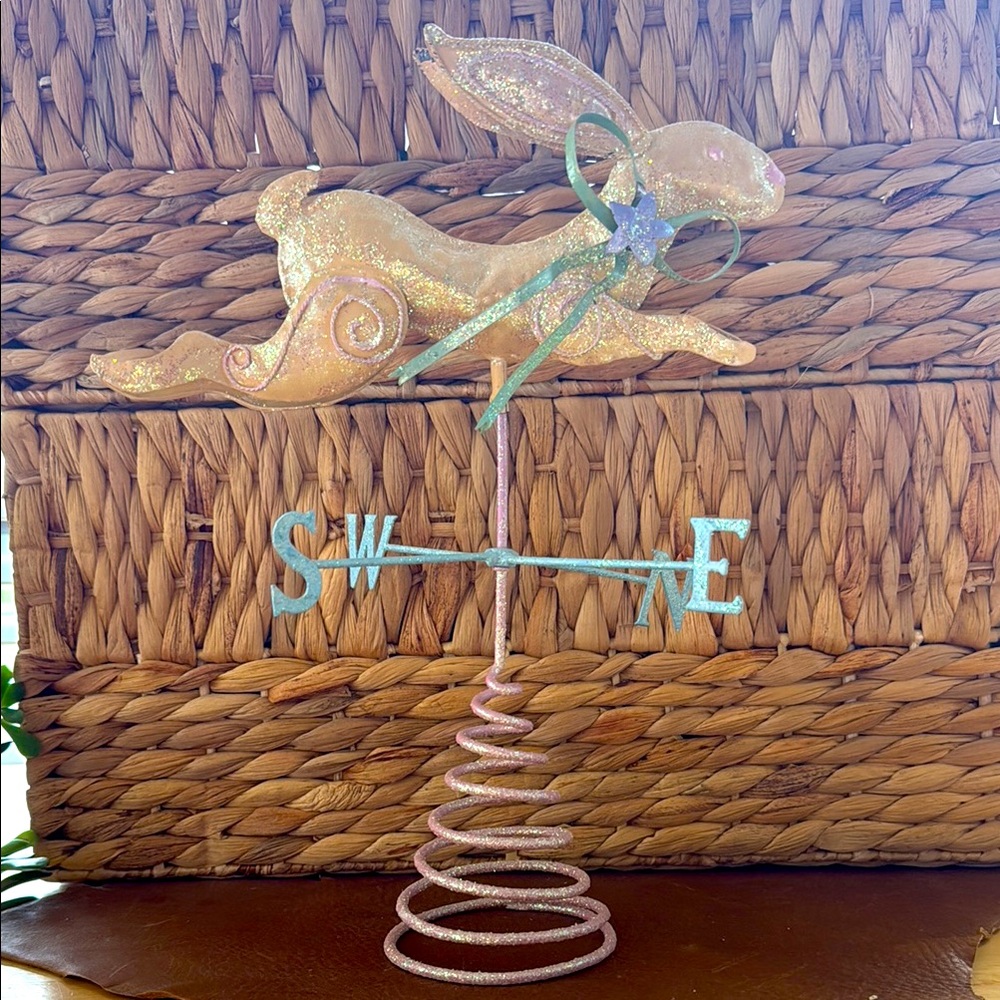 Glittery Pastel Bunny Weathervane Tabletop Decor
